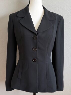 Vintage BEBE Black Fitted Blazer Jacket Sz 8 Made in USA Y2K Office Siren